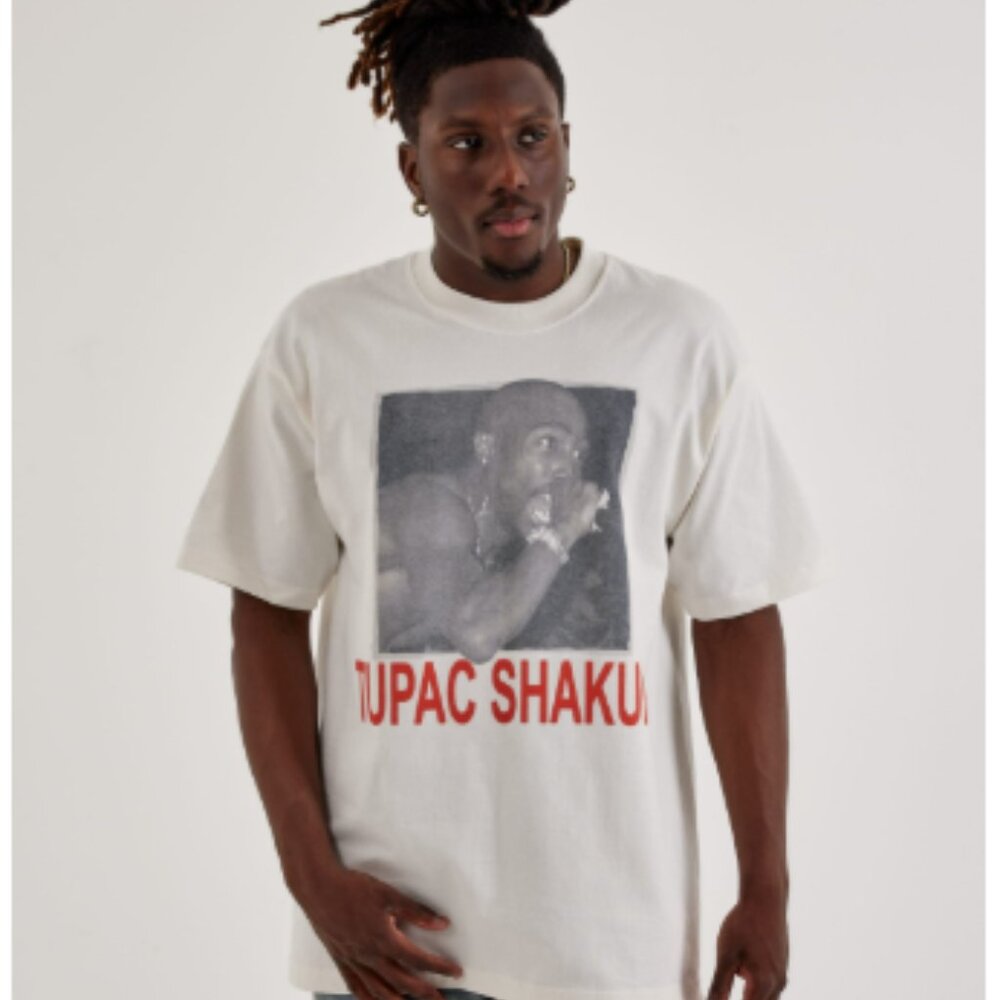 Tupac Shakur Graphic Tee Mens Large White T-Shirt